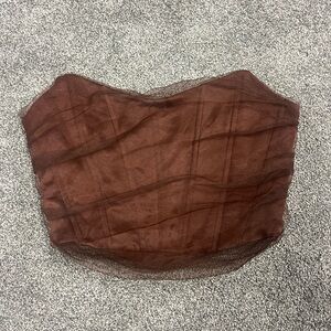 Zara Brown Tulu Strapless Top